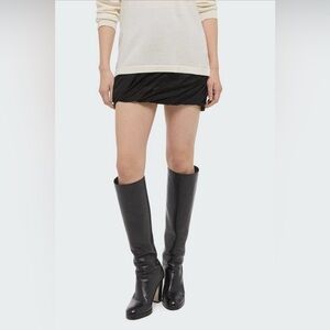 NWT Helmut Lang Black Textured Silk Mini Skirt